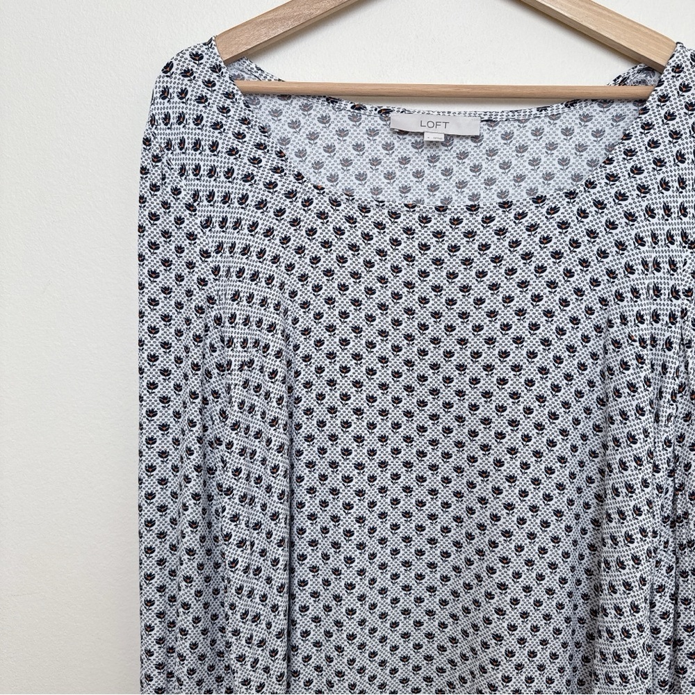 Loft Womens Small Rayon Long Sleeve Printed Blouse - Picture 9 of 15